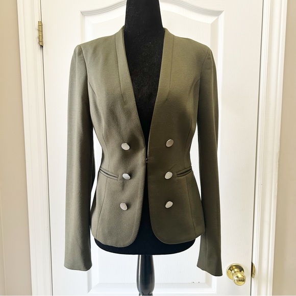 Ricki's Ponte Knit Cropped Blazer Olive Green Size XS - Picture 12 of 13